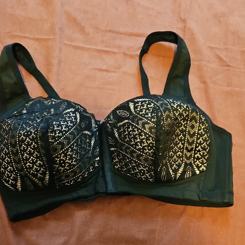 Black and Gold Patterned Bra . Brand New Says 85F (38DDD).
